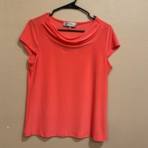 Scoop neck orange short sleeve blouse. Size S. Worn once.